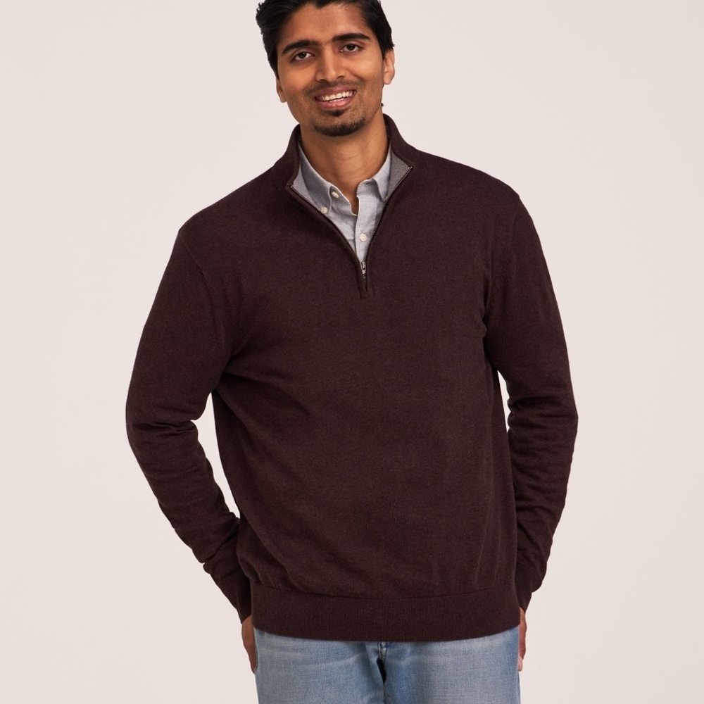 Denver Hayes Men's Speckled Grey Quarter-Zip Sweater Cozy Size 2XL NWT